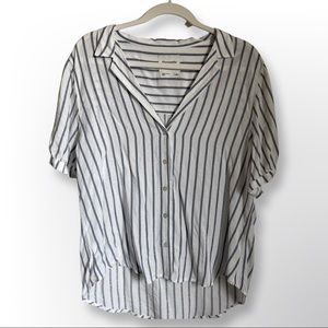Abercrombie and Fitch Blue Striped Lose Button Up Tee